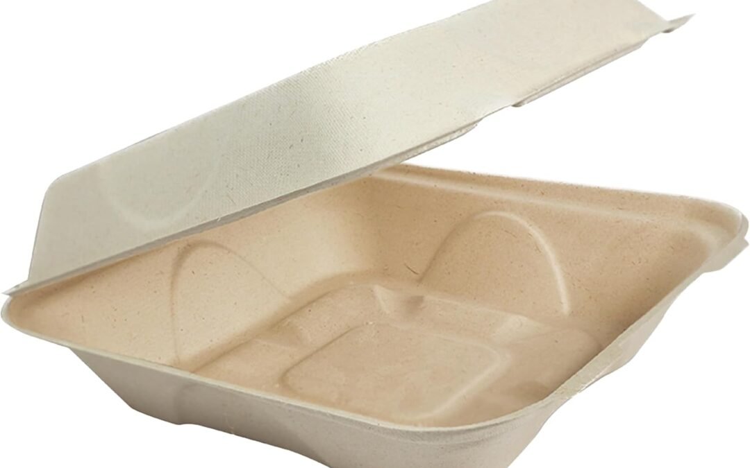 Private Label World Centric Compostable Clamshell Containers 8x8x3 – Grease and Moisture Resistant – 100 Pack Manufacturer & Supplier
