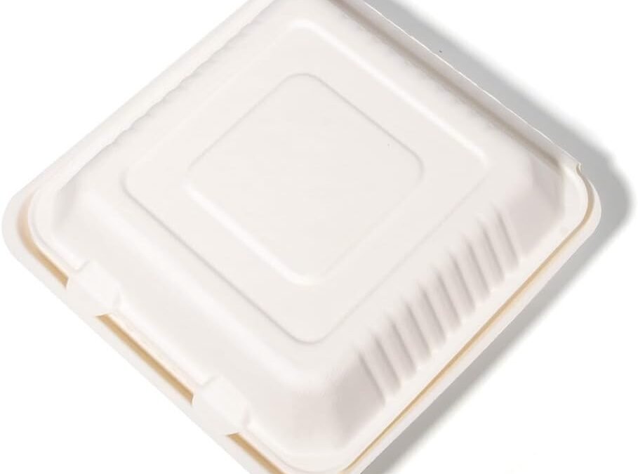 Private Label togo Containers Disposable – 6″x6″ 50PCS White Clamshell Take Out Food Containers 100% Compostable, Biodegradable Bagasse Meal Prep Bento Box, To Go Containers with Lids for Food Manufacturer