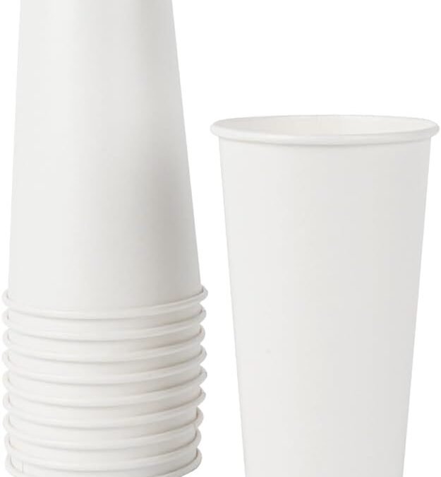 Restaurantware-Sustain 20 Ounce Compostable Cold Cups, 50 Disposable Drinking Cups – Lids Sold Separately, Leakproof PLA Lining, White Paper Cups, Tightly Rolled Rim, BPI-Certified Manufacturer & Supplier