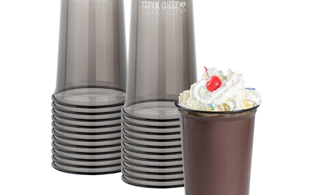 Restaurantware,-Zero Waste 24 Ounce Drinking Cups, 100 U-Shape Plastic Cups – Lids Sold Separately, Commercially Compostable, Black PLA Plastic Party Drinking Cups,Rolled Rim, For Cold Beverages Manufacturer & Supplier