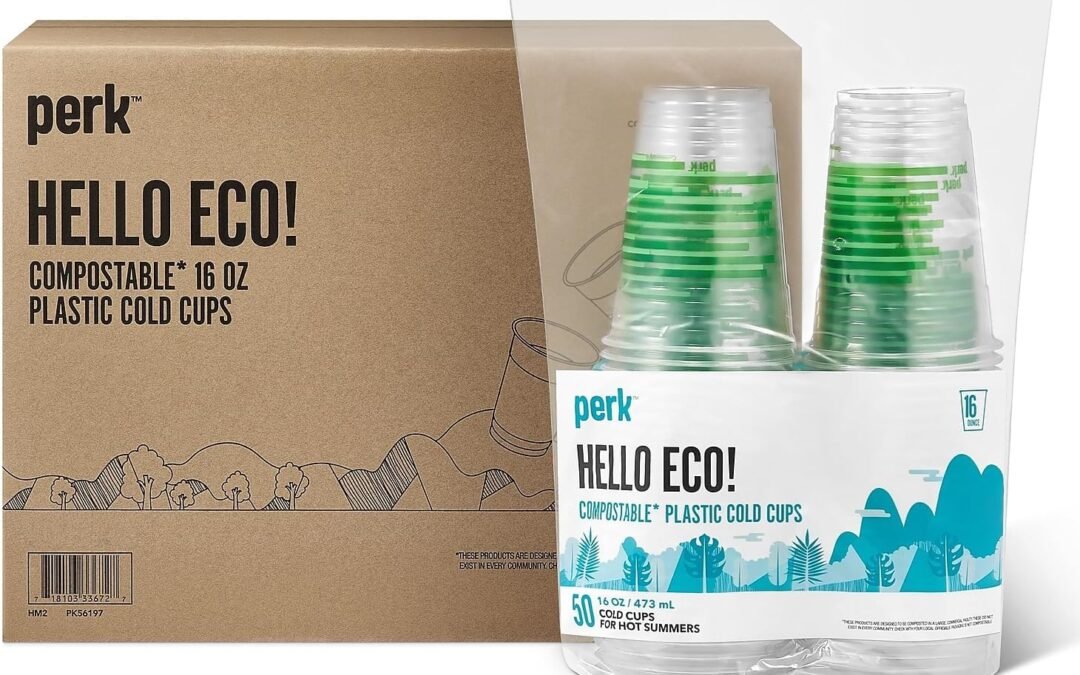 Staples Perk Compostable Plastic Cold Cup, 16 Oz., Clear/Green, 300/Carton (PK56197) Manufacturer & Supplier