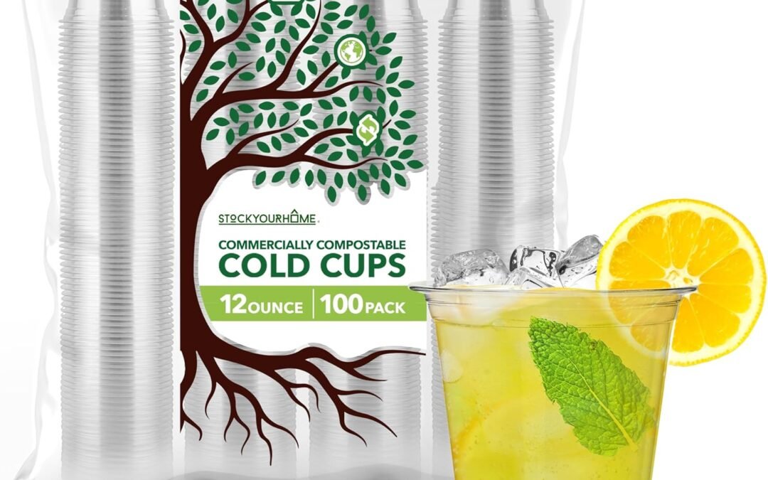Stock Your Home 12 oz Clear Commercially Compostable Cold Cups (100 Pack) Plant Based Eco Party Cup, Environmentally Friendly Recyclable Disposable Sustainable for Water, Wine Manufacturer & Supplier