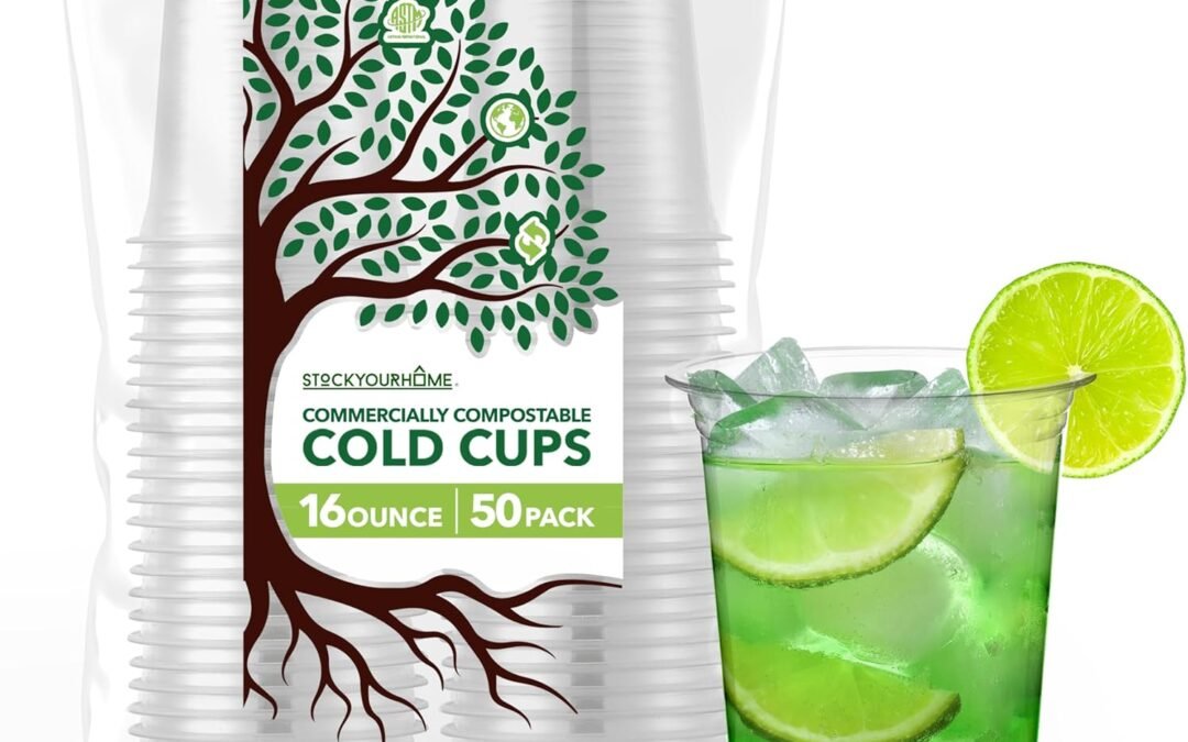 Stock Your Home 16 oz Clear Compostable Cold Cups (50 Pack) Plant Based Biodegradable No Plastic Eco Party Cup, Environmentally Friendly Recyclable Disposable Sustainable for Water, Wine & Beer Sample Manufacturer & Supplier