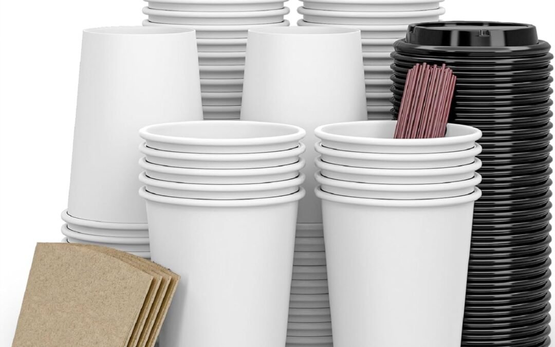To Go Disposable Paper Coffee Cups,120 Pack with Lids,Sleeves,Straws,Hot/Cold Beverage Drinking Cup for Water,Juice,Coffee or Tea,Suitable for Home,Shops Cafes, 12 oz Manufacturer & Supplier