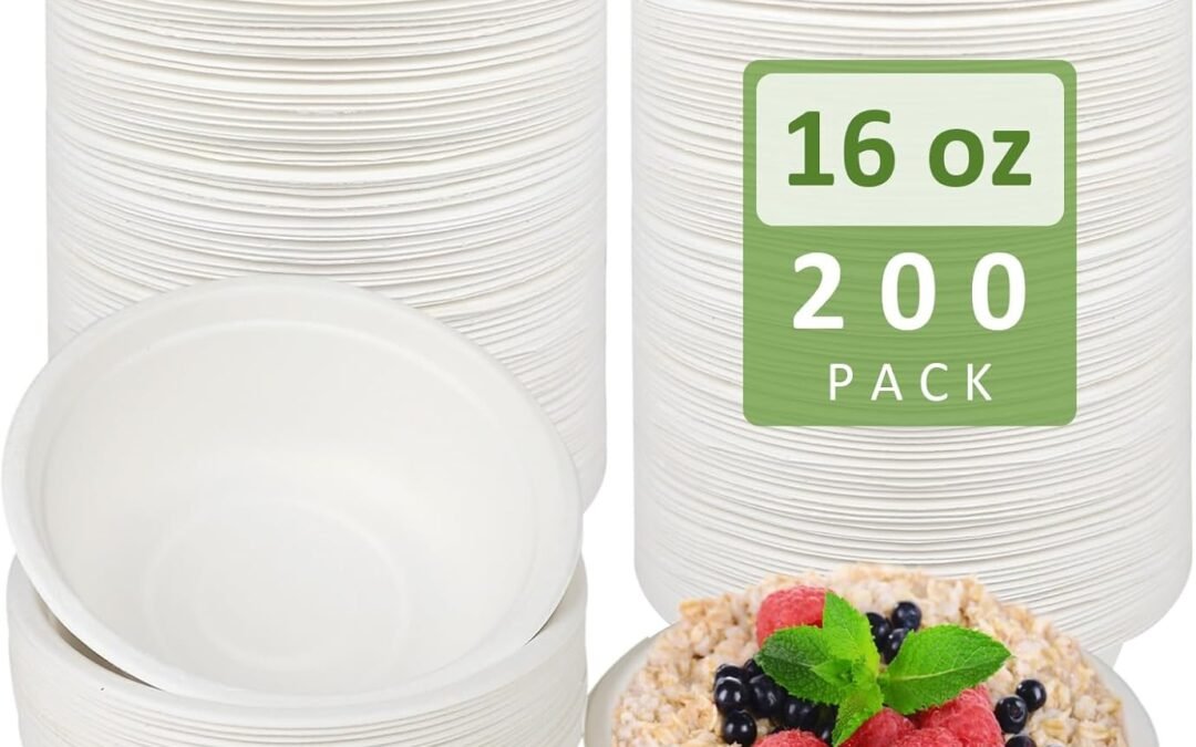 Top Chinese Factory 200 Pack 16 Oz Heavy Duty Paper Bowls – Bagasse Hot Soup Disposable Compostable Bowls, Disposable Bowls 16 Oz Wholesale Deal