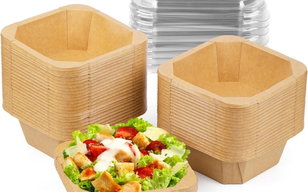 Top Chinese Factory 50 Pack 25 oz Paper Bowls, Disposable Food Containers with Lids, Octagon Disposable Bowls, Disposable Salad Bowls with Lids Suitable for Diet Salad Ice Cream Yogurt Wholesale Deal