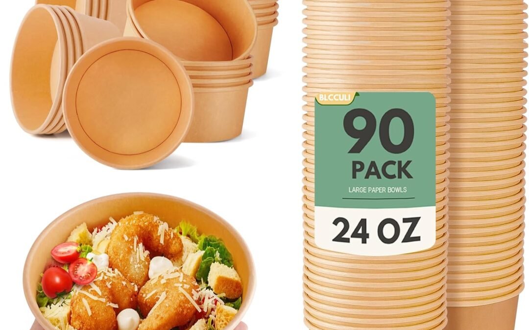 Top Chinese Factory Blcculi 90 Pack Paper Bowls,24 oz Disposable Salad Bowls without Lids,Kraft Paper Salad Bowls,Disposable Soup Bowls,Disposable Serving Bowls,Food Containers for Soup,Hot/Cold Food,Ice cream,Dessert Wholesale Deal