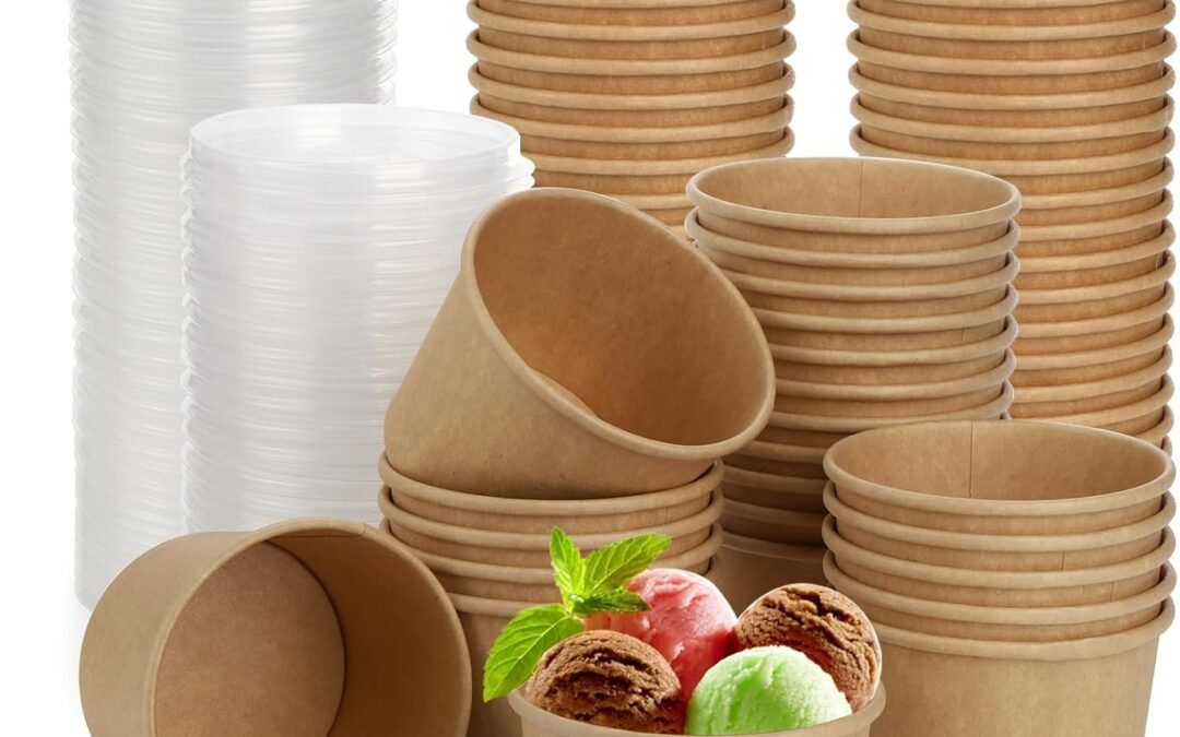 Top Chinese Factory Lyellfe 100 Pack Disposable Paper Bowls with Lids, 8 Oz Heavy Duty Kraft Paper Bowl, To Go Soup Container Dessert Cups for Ice Cream, Yogurt, Cold and Hot Wholesale Deal