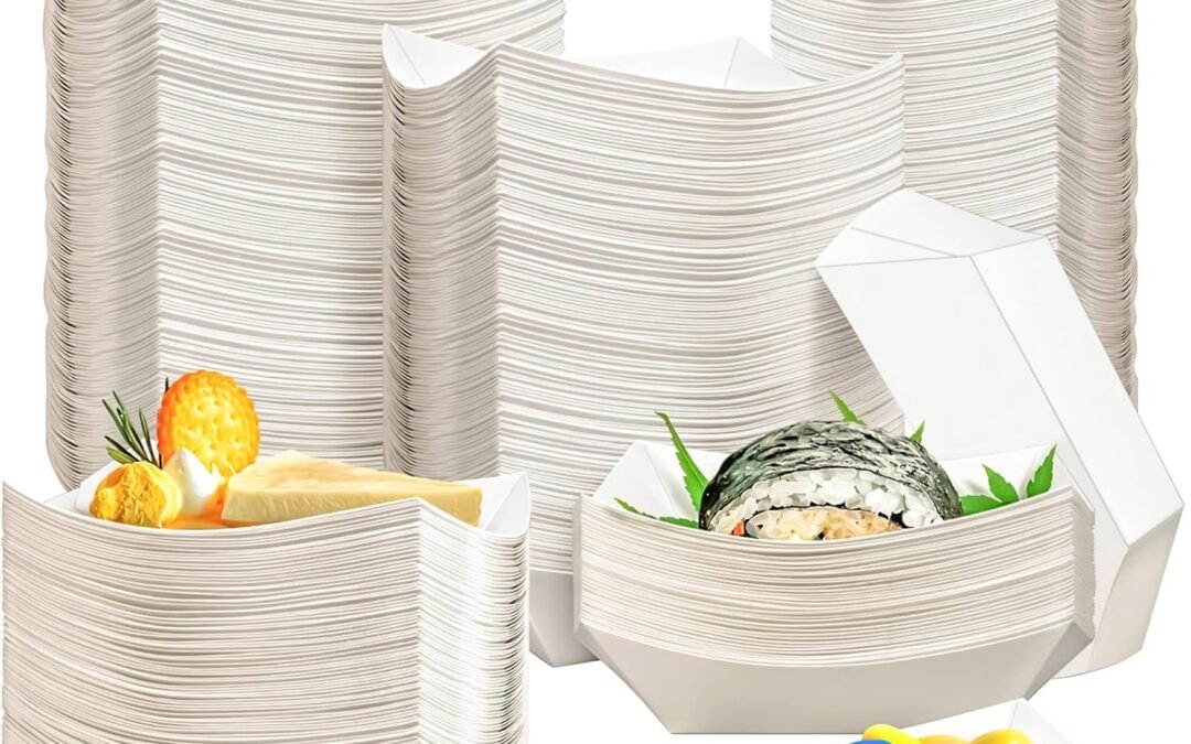 Top Chinese Factory MotBach 200 Pack White 1/4Lb Paper Food Boat Trays Disposable Small Paper Boats Plates Containers, 0.25Lb Mini Kraft Food Serving Boat Tray Bowls for Snack Fries Dessert Popcorn Sauce BBQ Taco Nacho Wholesale Deal
