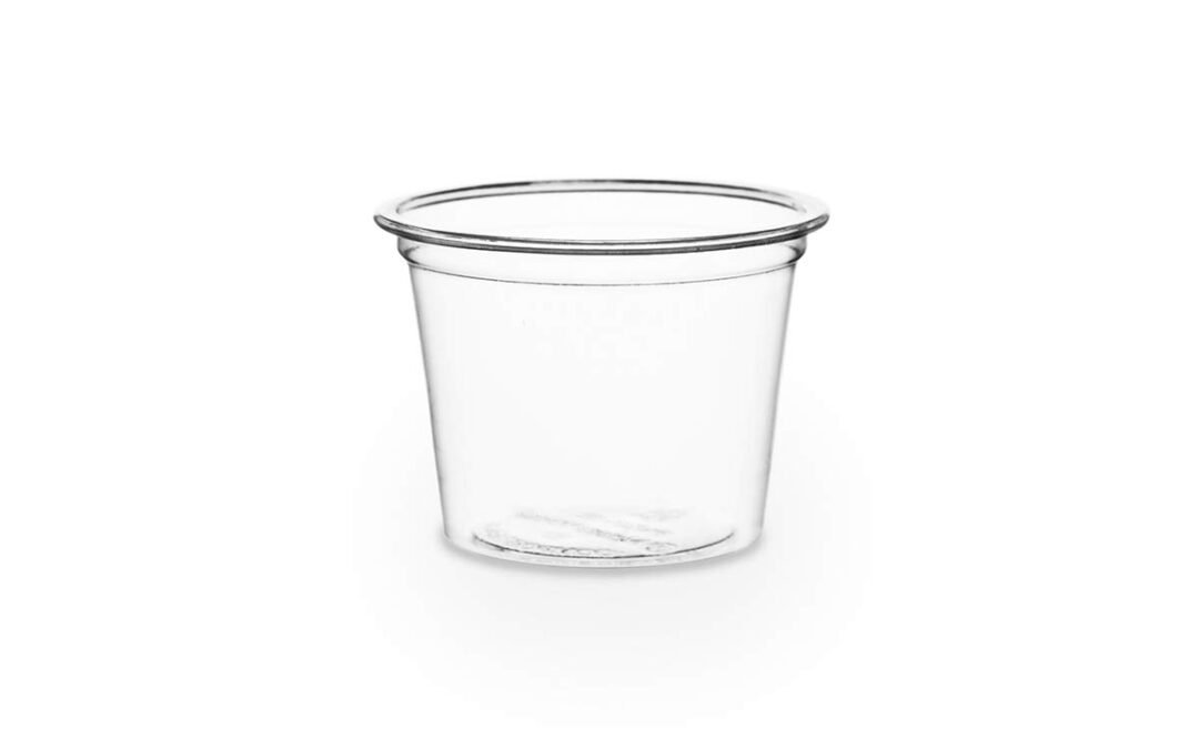 Vegware Compostable Clear PLA Plastic 1oz Deli Containers, Case of 5000, Small Portion, Condiment Sauce Cup, Renewable Plant-Based Sample Cups, Lid Available, Disposable Manufacturer & Supplier