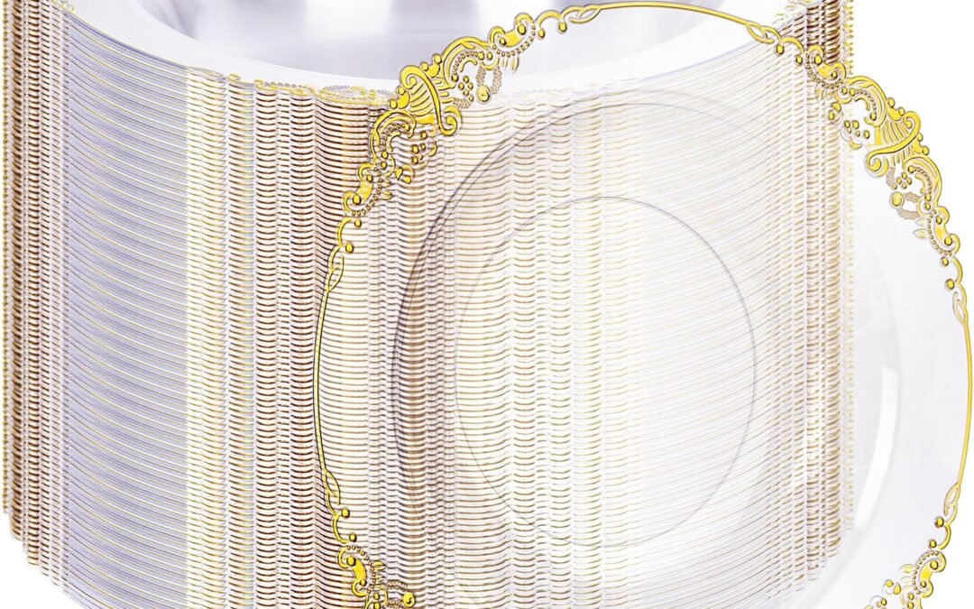 Wholesale 100PCS Clear Gold Plastic Bowls – 12 oz Clear Disposable Salad Bowls – Heavy Duty Disposable Soup Bowl – Fancy Plastic Ice Cream Bowl for Weddings, Parties, Dinners, Catering, Picnics Manufacturer