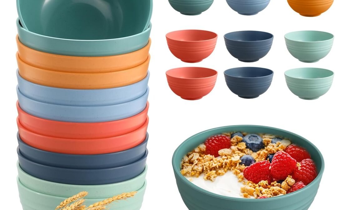 Wholesale 12 Pcs Unbreakable Cereal Bowls Set, 26 Oz Wheat Straw Bowls Set, Microwave & Dishwasher Safe Bowls for Kitchen, Reusable Plastic Bowls for Soup, Salad and Snack, BPA Free, Multicolor Manufacturer