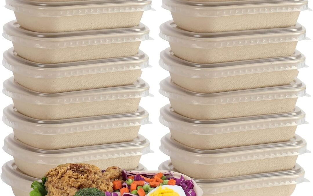 Wholesale 17 oz Disposable salad bowls with lids, Sugarcane Fiber Paper Bowls take away Bagasse food containers meal prep deli container 50 Pack Manufacturer