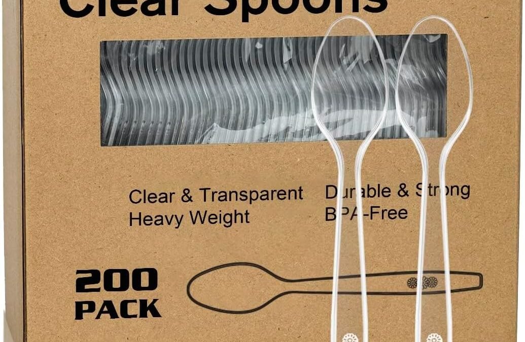 Wholesale 200 Count Clear Plastic Spoons, Heavy Weight Disposable Spoons Cutlery Plastic Utensils, Clear PlasticSilverware Bulk Manufacturer