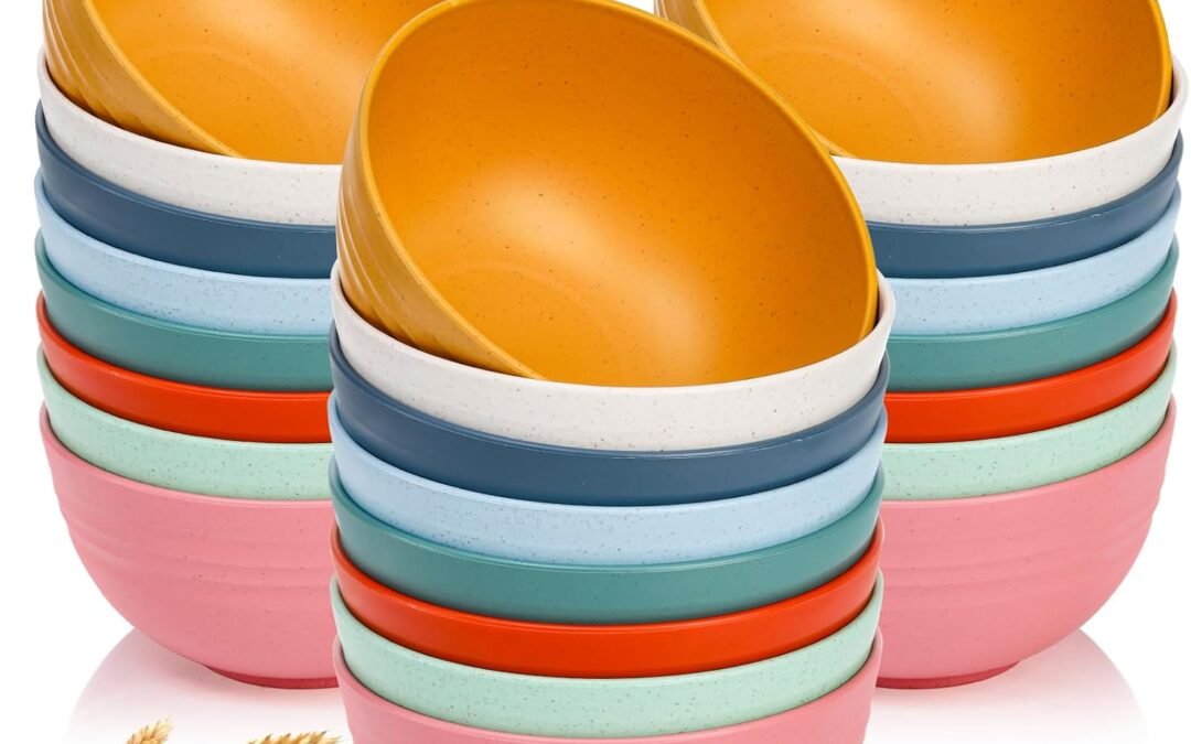Wholesale 24 Pack Cereal Bowl, Unbreakable Wheat Straw Bowls, 26 Oz Soup and Salad Bowl, Lightweight Kitchen Bowl Set, Plastic Bowls for Oatmeal, Ramen, Microwave and Dishwasher Safe Manufacturer