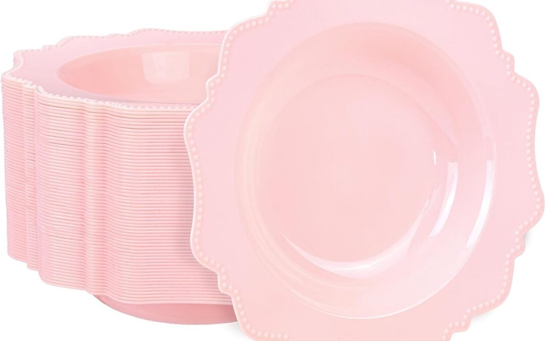 Wholesale COLOSUS Pink Plastic Party Bowls (60 Pack) 12 Oz Disposable Soup/Salad Bowl, Fancy Shatterproof Dinnerware for Easter, Catering, Holidays, Weddings, and Everyday Use Manufacturer