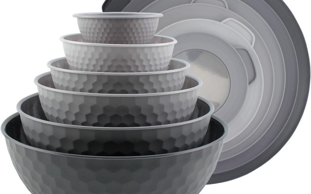 Wholesale COOK WITH COLOR Mixing Bowls with Lids – 12 Piece Plastic Nesting Bowls Set includes 6 Prep Bowls and 6 Lids, Non Slip Bottom and Embossed Design – Microwave Safe (Grey) Manufacturer