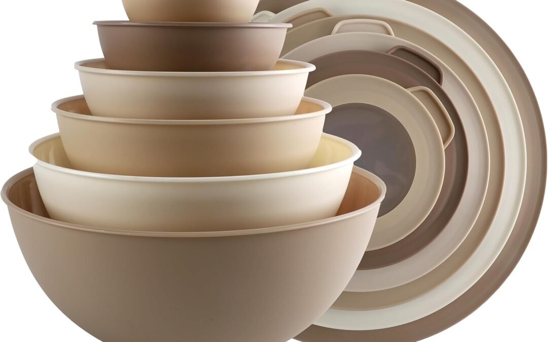 Wholesale COOK WITH COLOR Mixing Bowls with TPR Lids – 12 Piece Plastic Nesting Bowls Set includes 6 Prep Bowls and 6 Lids, Microwave Safe (Brown) Manufacturer