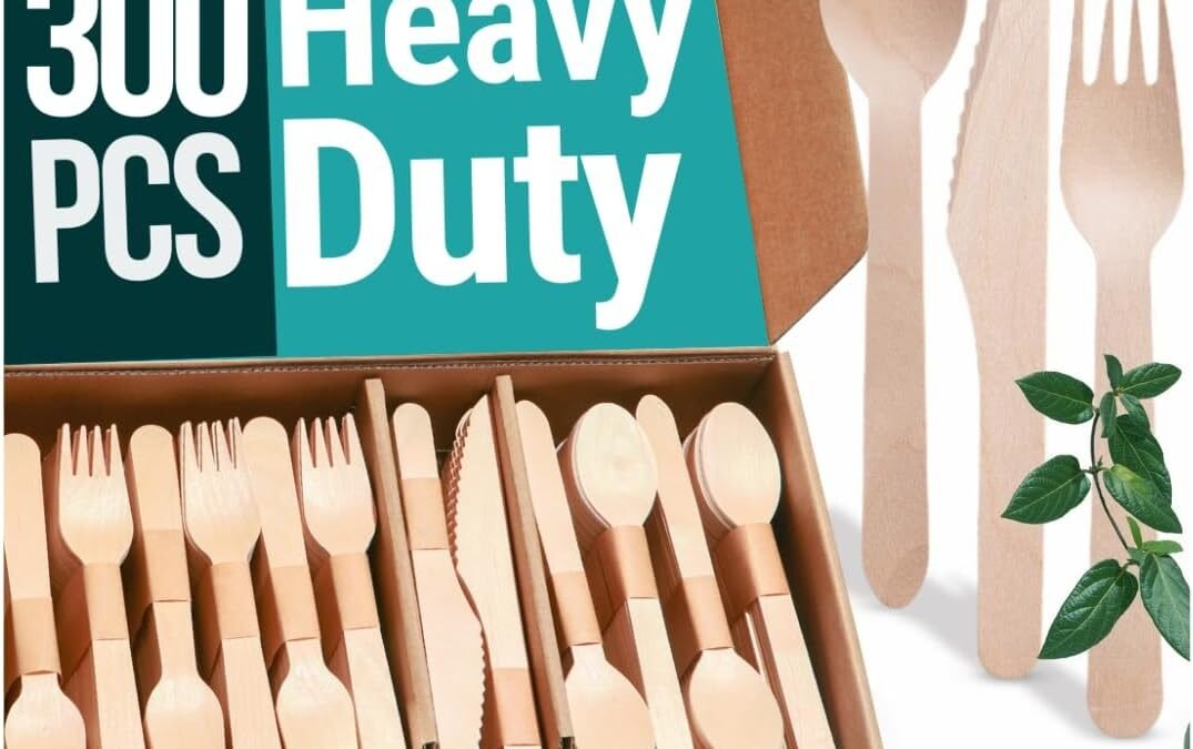 Wholesale Disposable Wooden Cutlery Set – 300 pcs (150 Forks 100 Spoons 50 Knives) Compostable Utensils Set with Plastic-Free Packaging. Splinter-Free Compostable Cutlery Set for Parties & More Manufacturer