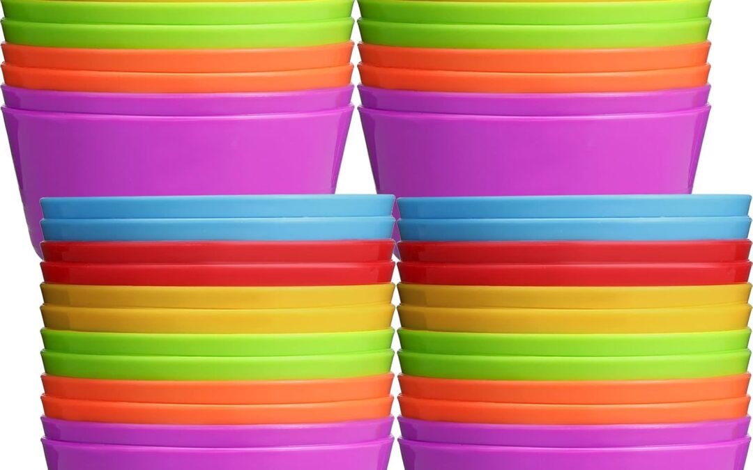 Wholesale Foaincore 24 Pcs Kids Plastic Bowls 10 oz Cereal Snack Microwave Dishwasher Safe Toddler Bowls Kids Colorful Snack Children Salad Dessert Soup Supplies (6 Color) Manufacturer