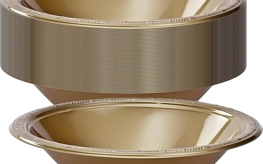 Wholesale Gold Solid Color Premium Heavy Weight Plastic Soup Bowl (15 Oz.) 50 Count – Elegant & Durable, Perfect for Parties & Events Manufacturer
