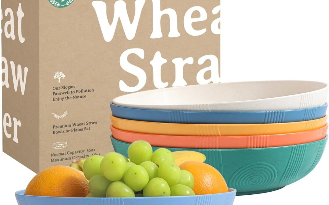 Wholesale Homienly Wheat Straw Plates – 10 Inch Large Salad Bowls, Set of 6, Wide & Shallow, Microwave & Dishwasher Safe – Multi Color Manufacturer