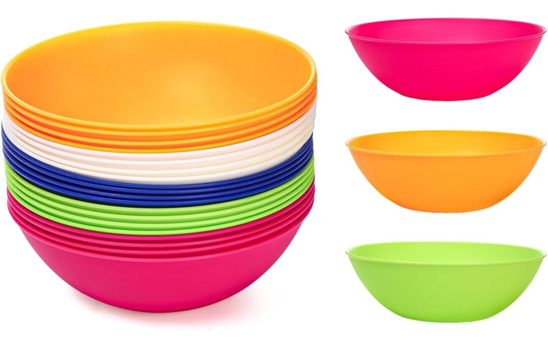 Wholesale Lawei 20 Pack Plastic Cereal Bowls 34Oz Colorful Snack Bowl, Stackable Kitchen Pre Bowls, Unbreakable Serving Bowl for Salad, Oatmeal, Dessert, Appetizer, Pasta, Microwave Dishwasher Safe, 5 Color Manufacturer