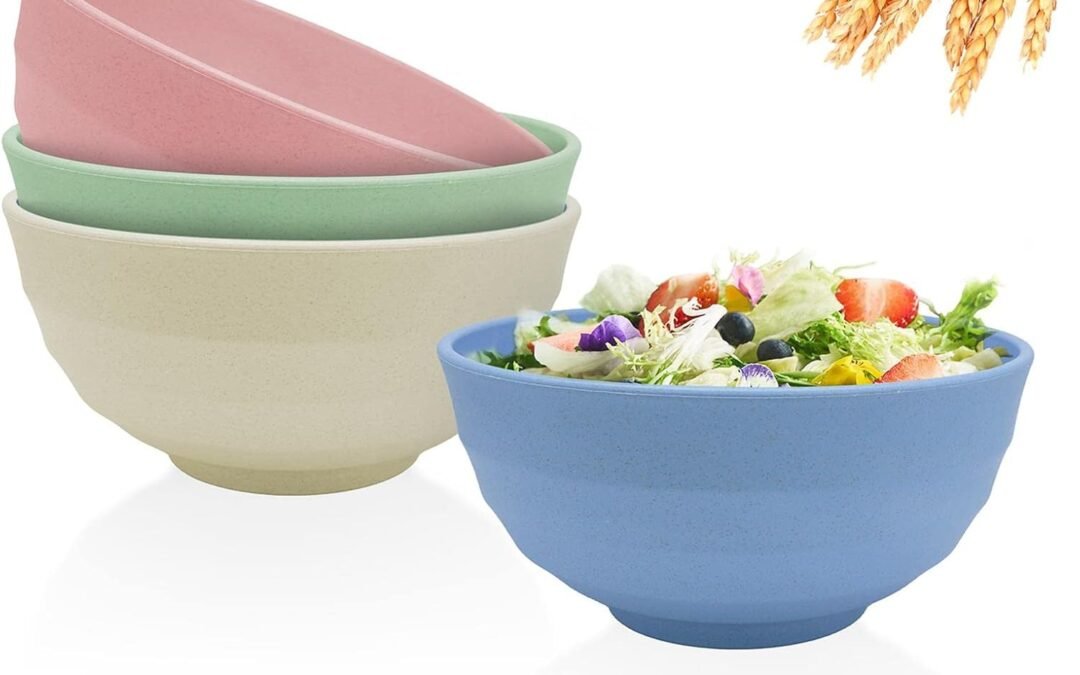 Wholesale Numkey Set of 4 Wheat Straw Bowls 60 oz Salad bowls Unbreakable Large Cereal Bowls Oversized Lightweight soup Bowl Dishwasher&Microwave Safe BPA Free Bowls for kitchen (Multicolor) Manufacturer