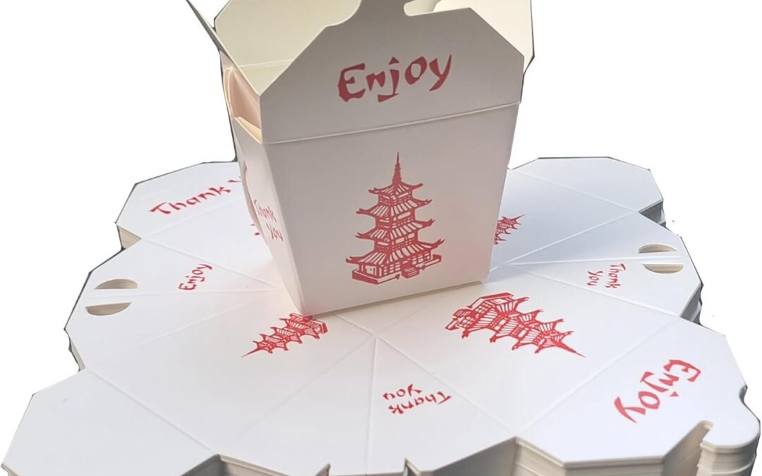 8 oz Chinese Take Out Boxes, Paper Collapsible Container (50)