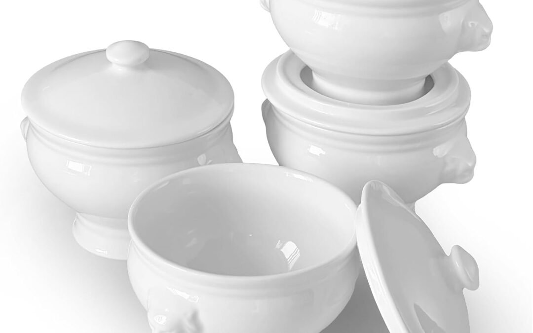 Wholesale OEM ODM Cinf Ceramic 12 oz Set of 4 Lion Head Porcelain Soup Bowls With Lid Cover White Microwave Dishwasher Safe Fruit Home Kitchen Sturdy Design Factory & Supplier
