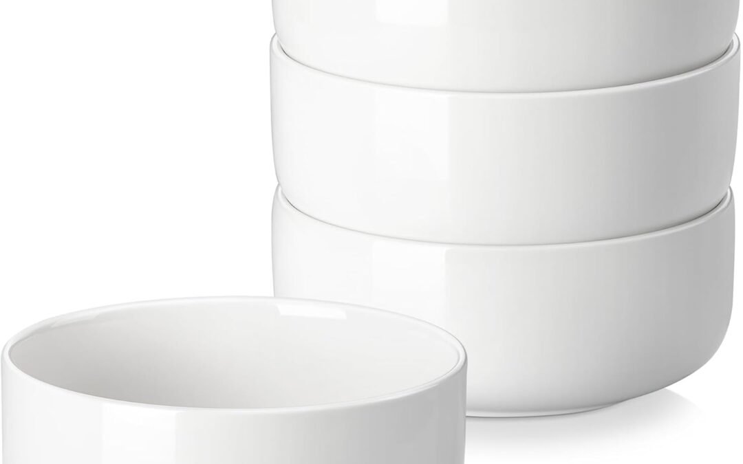 Wholesale OEM ODM MALACASA 24 OZ Cereal Bowls, Porcelain Soup Oatmeal Bowls Kitchen Ceramic Bowl Set of 4, Dishwasher Microwave Oven Safe, White, Series LUNA Factory & Supplier