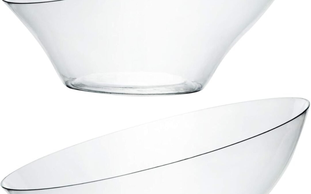 Wholesale PLASTICPRO Disposable Angled Plastic Bowls Round Medium Serving Bowl, Elegant for Party’s, Snack, or Salad Bowl, Clear Pack of 4 Manufacturer