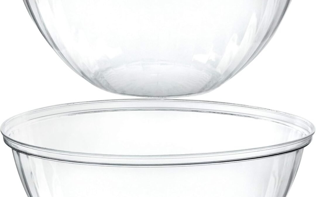 Wholesale PLASTICPRO Disposable Round Crystal Clear Serving Bowls For Party Snack or Salad, Plastic Clear Chip Bowls, Candy Dish (2, 48 OUNCE) Manufacturer