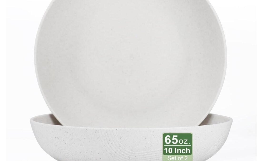 Wholesale PYRMONT Salad Bowls Wheat Straw Bowls 65 OZ,Plastic Bowls Reusable Salad Bowls Set of 2,10 In Large Serving Bowl,Microwave,Freezer,Dishwasher Safe,Bowls for Kitchen,Camping,Chip Bowls for Party(White) Manufacturer
