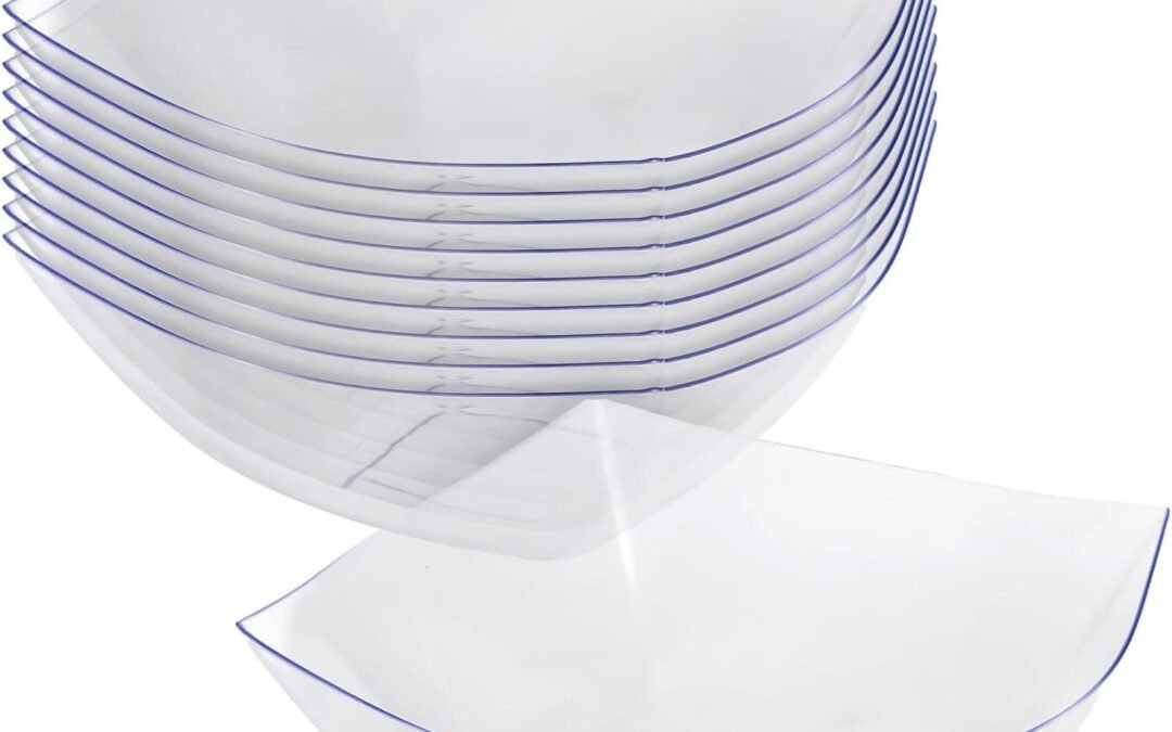 Wholesale Premium Clear Fluted Plastic Serving Bowls – 10 oz. 10 Count – Reusable Clear Plastic Bowls, Perfect Snack Bowls and Salad Bowls for Birthday, Wedding, Themed Party & Other Events Manufacturer