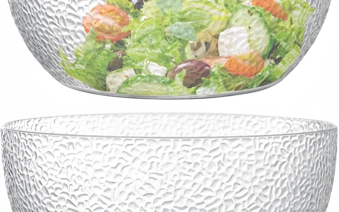 Wholesale Qxbekmor 130 oz Acrylic Salad Bowls, 9.5″ Serving Bowls for Fruits, Popcorn, Chips, Dips, Condiments, Break-Resistant Set of 2, Clear Circular Manufacturer