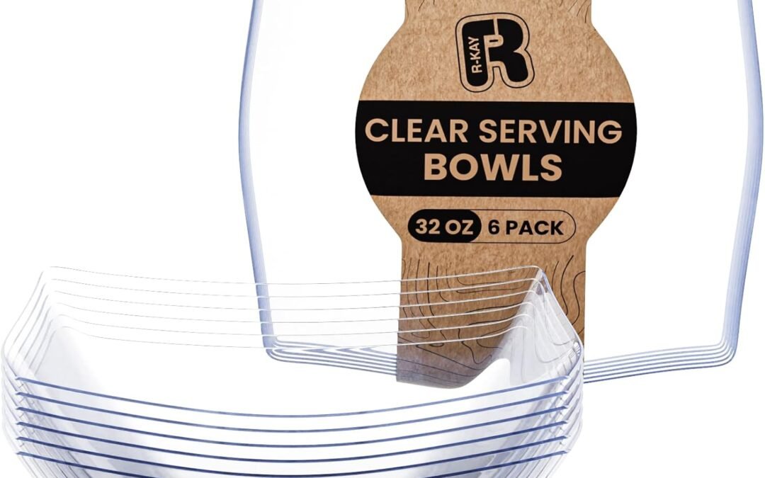Wholesale R-kay 6 Pack Square Plastic Serving Bowls – Clear Plastic bowls 32 Oz – Salad Bowls Large Serving – Premium Clear Disposable bowls Heavy Duty For Weddings Catering And Birthday parties Manufacturer