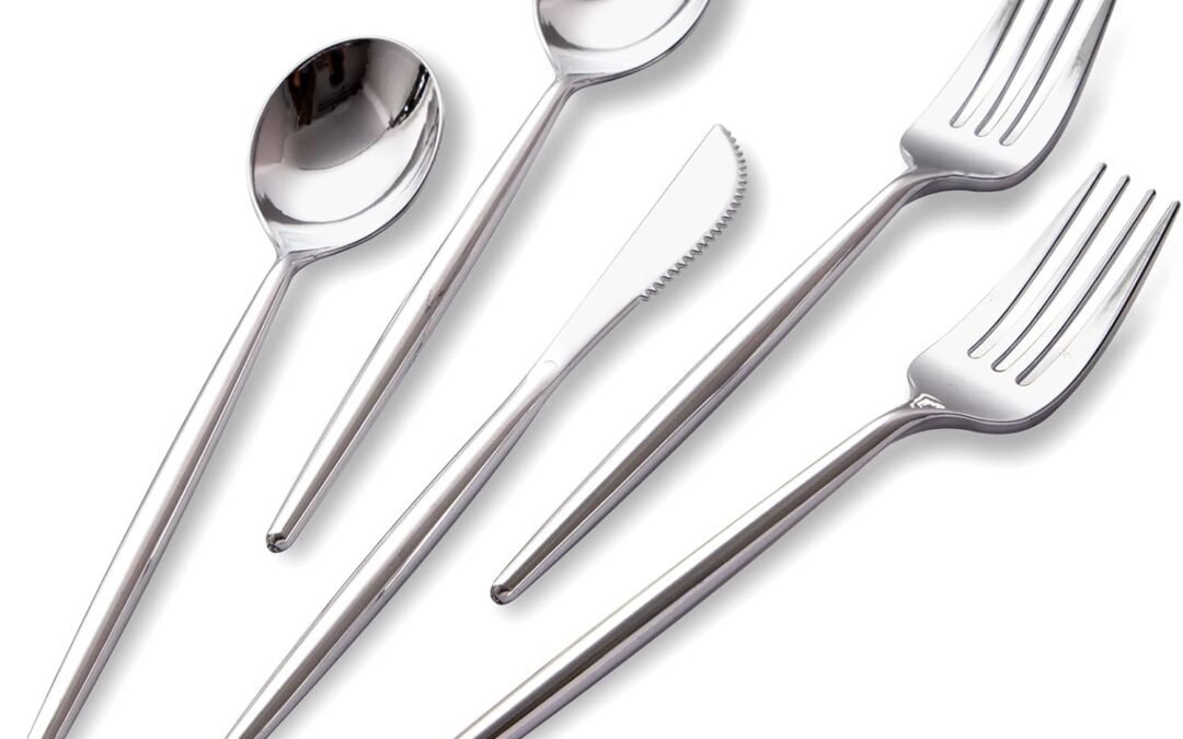 Wholesale SUT 150Pcs Silver Plastic Silverware, Silver Disposable Cutlery, Heavy Duty Disposable Silverware, Plastic Utensils Include 50 Plastic Forks, 50 Plastic Spoons, 50 Plastic Knives Manufacturer
