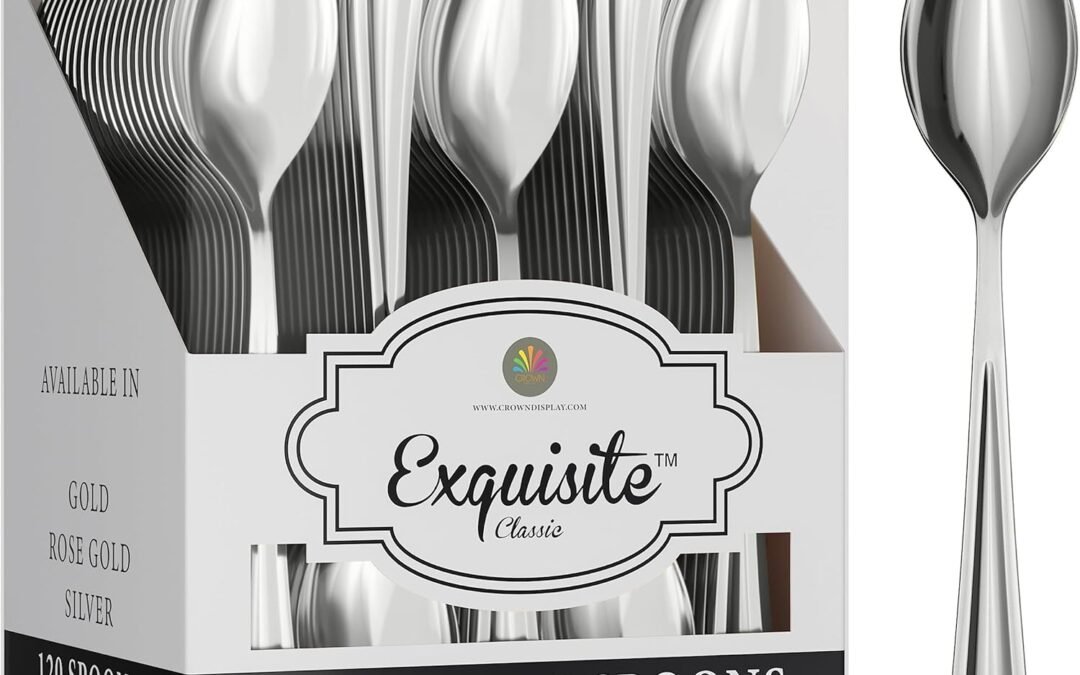 Wholesale Silver Plastic Spoons Heavy Duty 120 Pcs Silver Plastic Silverware Heavy Duty Disposable Silverware Set | Disposable Spoons Eating Utensils Sets Flatware Set For Parties & Events Exquisite Manufacturer