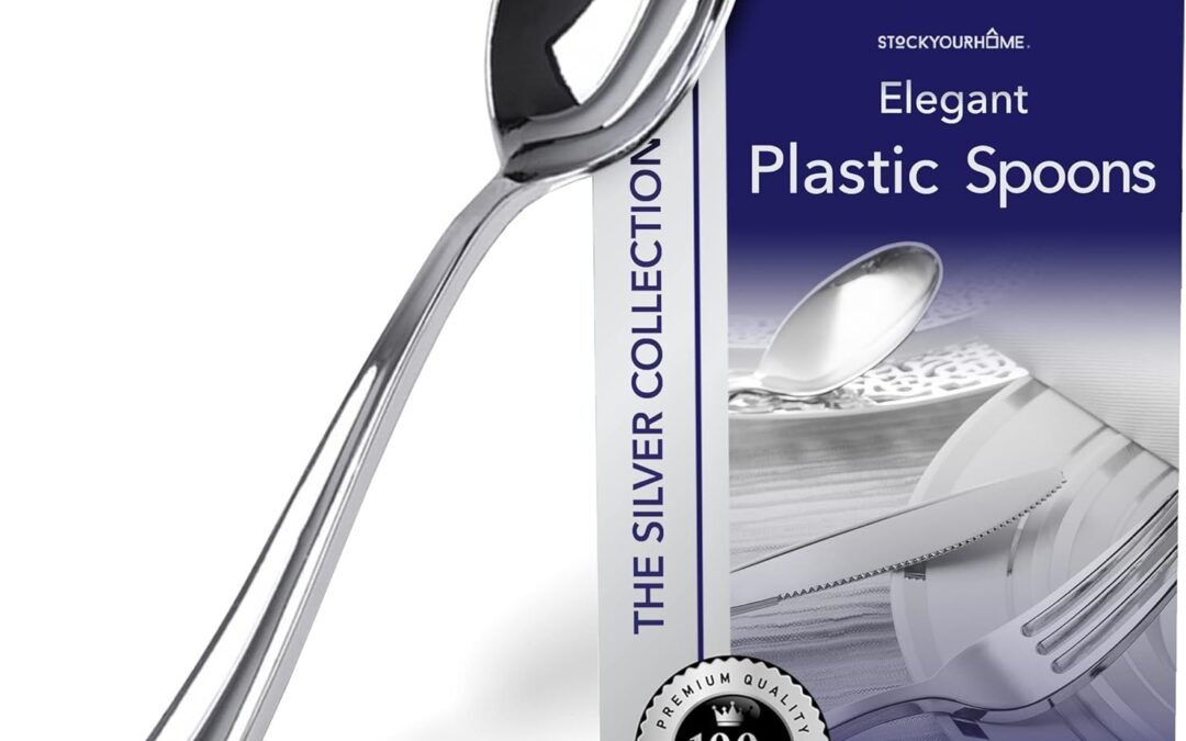 Wholesale Stock Your Home 125 Disposable Heavy Duty Plastic Spoons, Fancy Plastic Silverware Looks Like Real Cutlery – Utensils Perfect for Catering Events, Restaurants, Parties and Weddings (Silver) Manufacturer