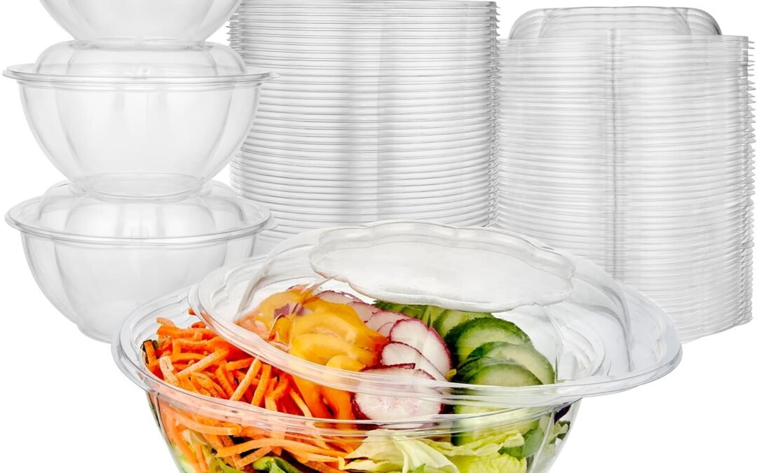 Wholesale Stock Your Home 32oz Clear Plastic Salad Bowls with Lids Disposable (50 Pack) Medium Takeout Container with Snap on Lid for Fruit Salads, Quinoa, Lunch and Meal Prep, Acai Bowl, To-Go Party Containers Manufacturer