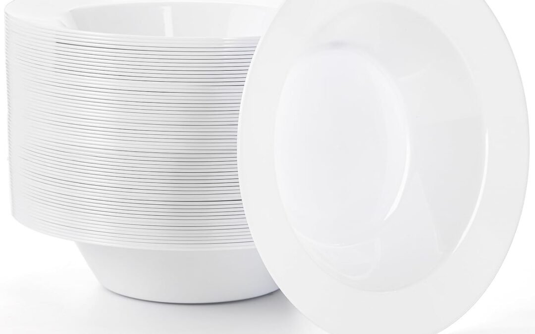 Wholesale Suwimut 60 Pack Plastic Soup Bowls, 12 oz Disposable White Soup Bowls, Premium Heavy Duty Disposable Dinner Bowl Plastic Dessert Salad Bowl for Wedding, Party, Catering, and All Occasions Manufacturer