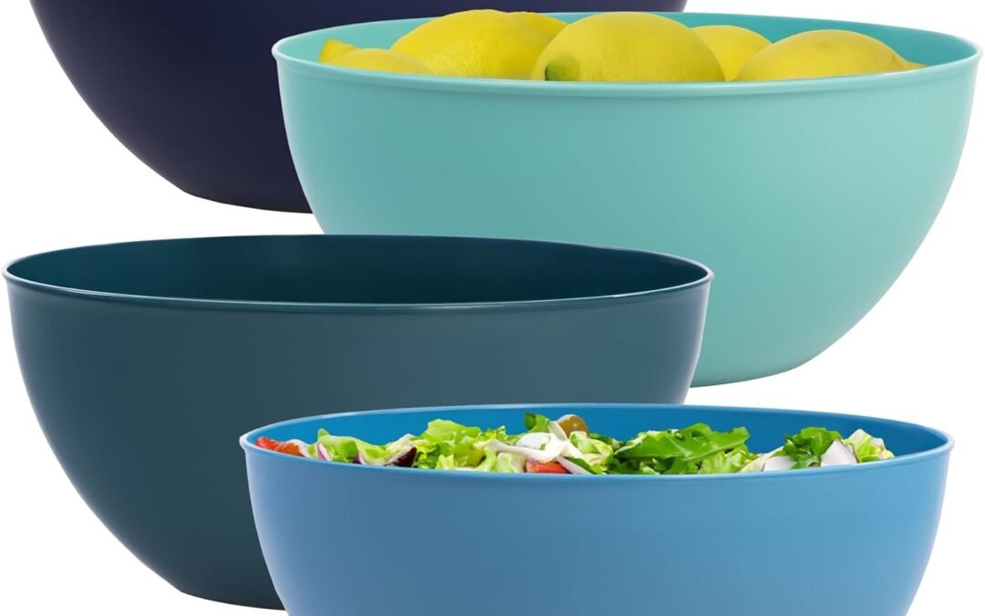 Wholesale US Acrylic Vista Durable Plastic Salad and Serving 10-inch Bowls | Set of 4 in Coastal Colors | Reusable, BPA-free, Made in the USA | 135 oz. capacity Manufacturer