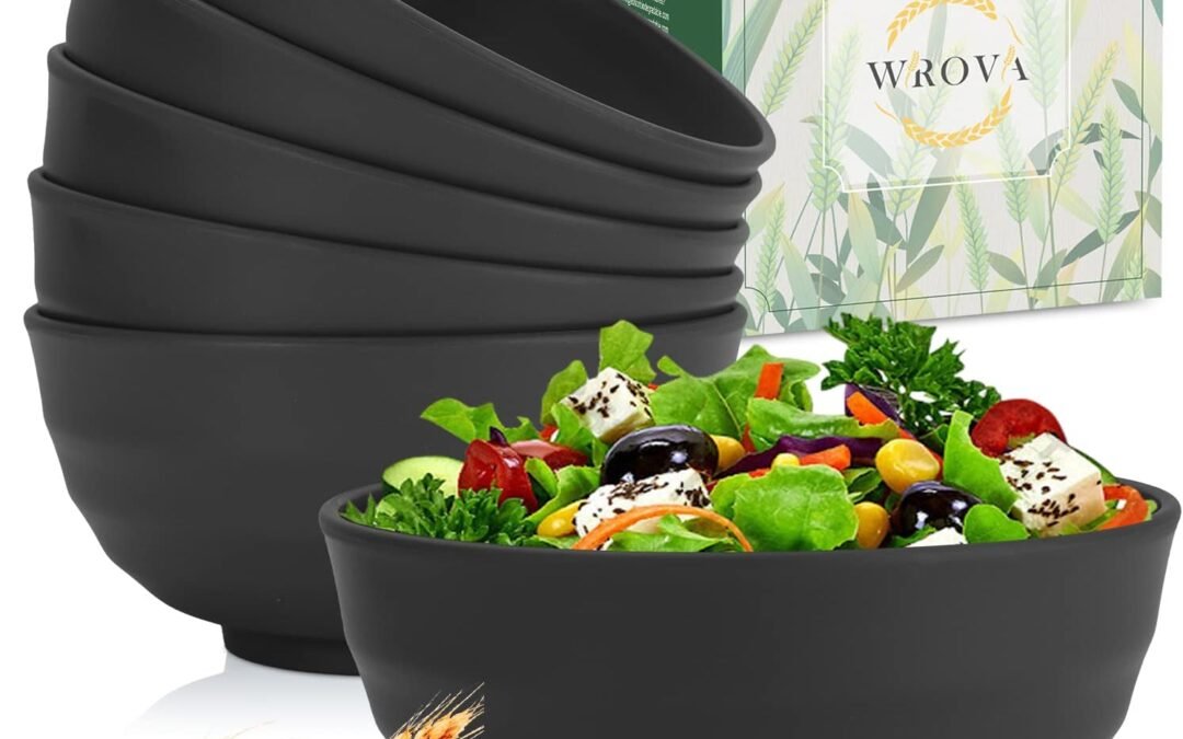 Wholesale Wheat Straw Bowls Set 60 OZ Unbreakable Large Cereal Bowls Set of 6 Microwave and Dishwasher Safe Bowls Big Bowls for Camping and Picnic BPA Free Soup Bowl for Serving Oatmeal and Salad. Black Manufacturer