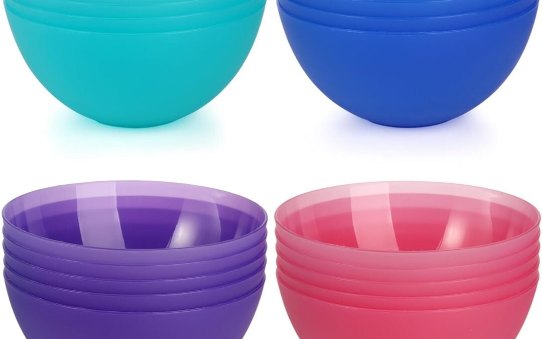 Wholesale yarlung 20 Pack 24 Oz Plastic Salad Bowls, 6 Inch Snack Bowls Lightweight Cereal Bowls Set for Pasta, Soup, Rice, Clear 4 Colors Manufacturer