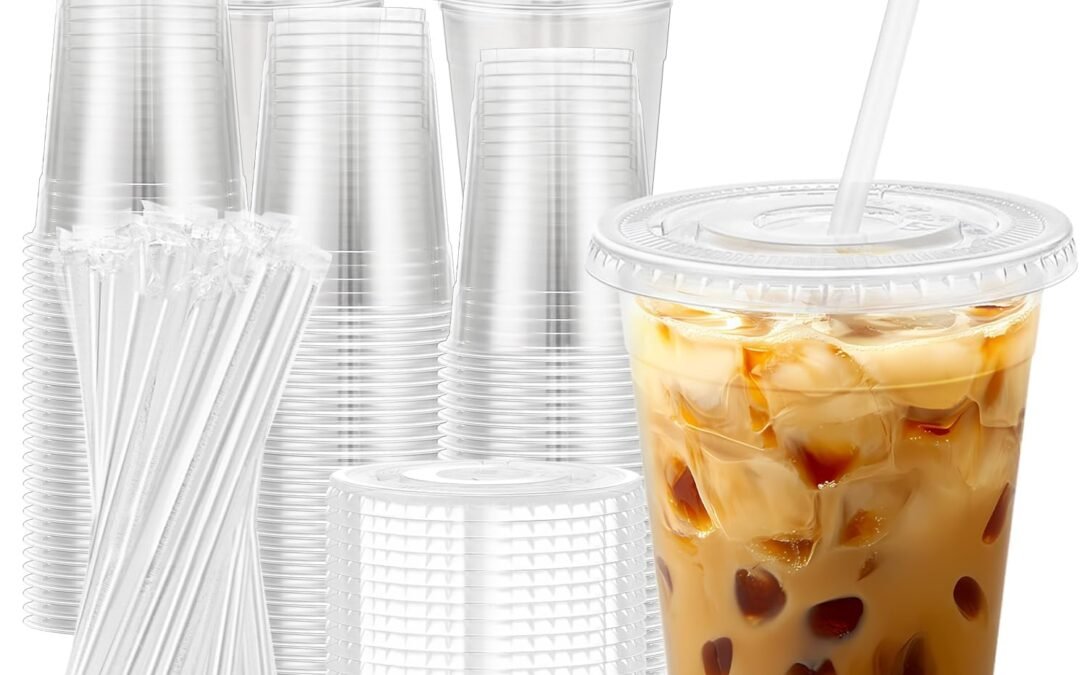 Lamosi 100 Pack 16 oz Clear Plastic Cups with Lids and Straws, Disposable Plastic Coffee Cups with Lids for Iced Coffee, Cold Beverages, Smoothies and To-Go Drinks In Stock – Direct From Factory