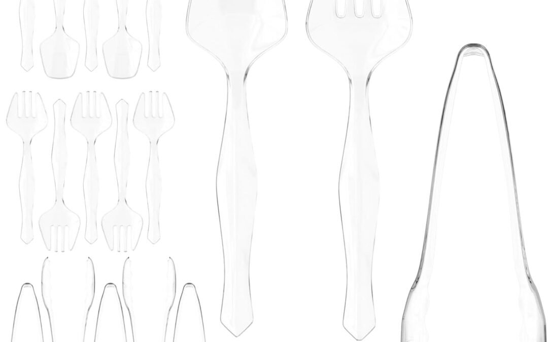Wholesale 18 Pcs Clear Plastic Serving Utensils Set – 6 Clear Plastic Serving Spoons, 6 Tongs And 6 Forks – Heavy Duty Disposable Serving Utensils Set For Parties Manufacturer