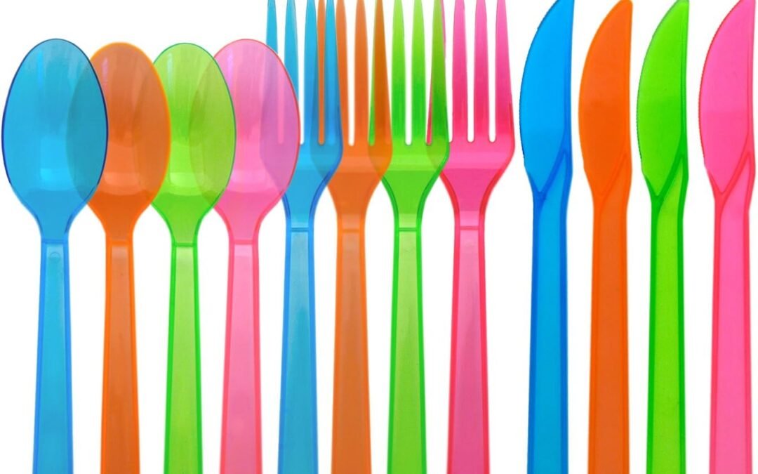 Wholesale Party Essentials Hard Plastic Cutlery Combo Pack, 144 Pieces/48 Place Settings, Assorted Neon Brights Manufacturer